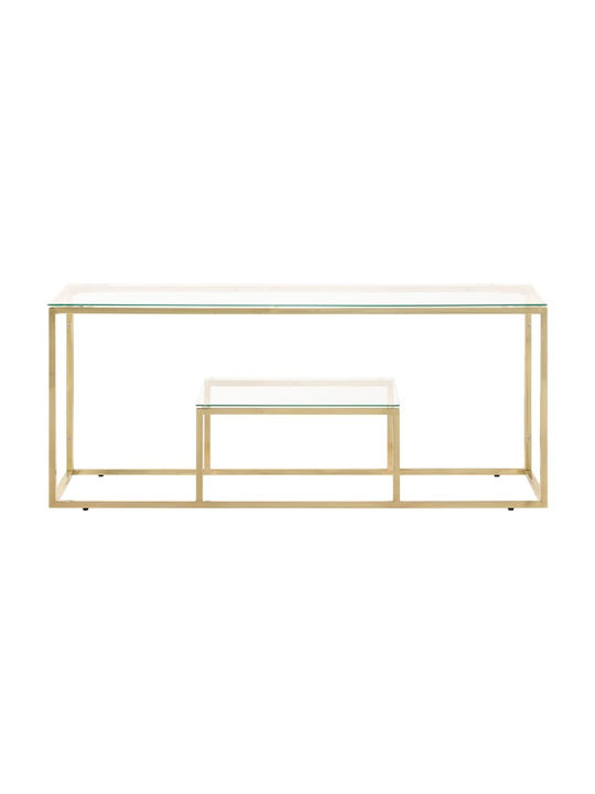 Rectangular Coffee Table Glass Gold L110xW45xH45cm