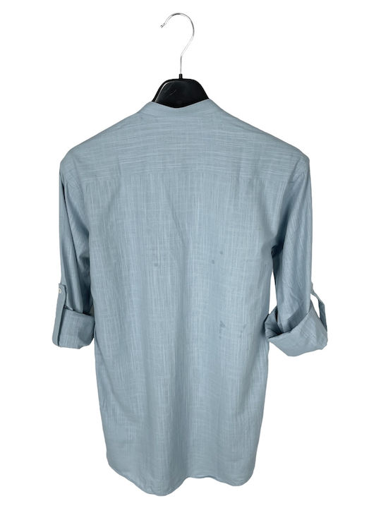 Life Style Butiken Men's Shirt Long Sleeve Linen Light Blue