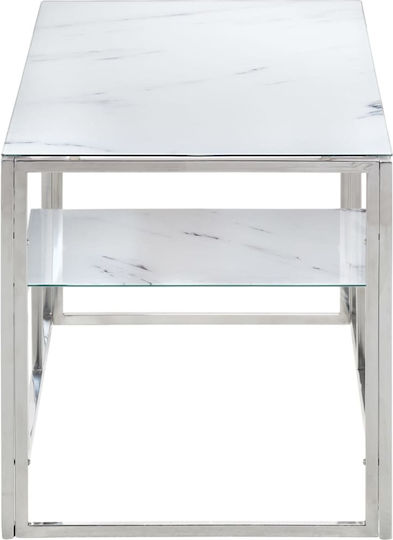Rectangular Central Glass Coffee Table Silver M110xW45xH45cm