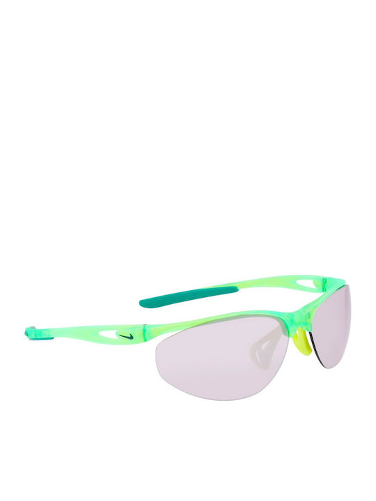 Nike Aerial E Unisex Sunglasses with Green Plastic Frame and Silver Mirror Lens DZ7353-702