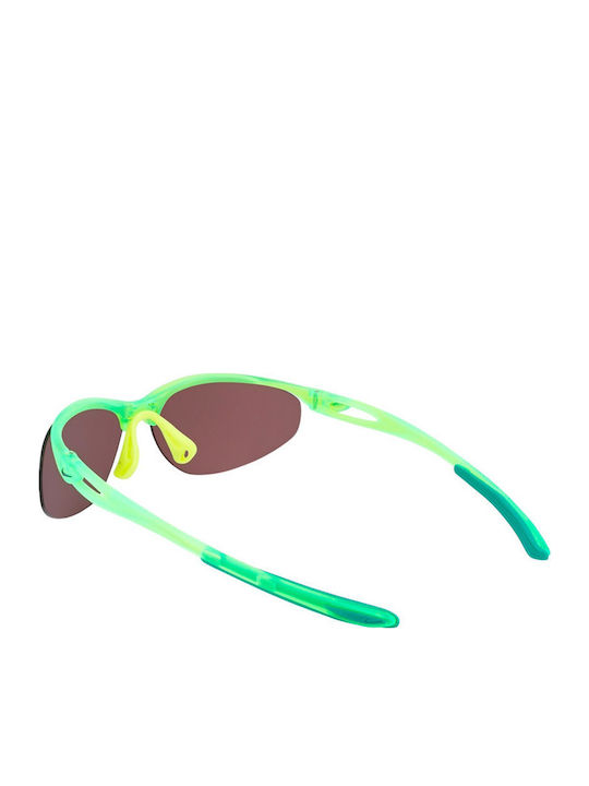 Nike Aerial E Unisex Sunglasses with Green Plastic Frame and Silver Mirror Lens DZ7353-702