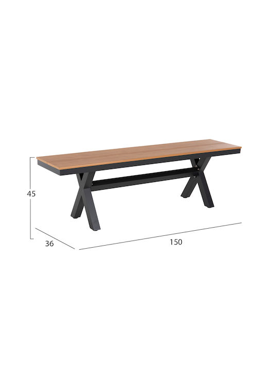 Bench Outdoor Metal Gray 150x36x45cm Bench Outdoor Metal Gray 150x36x45cm