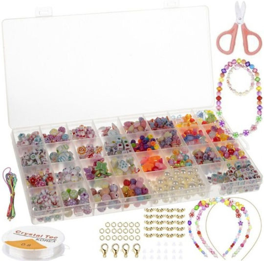 Set creativ pentru copii accesorii mărgele confecționare brățări colorate 900 de piese 13 X 26 X 2.5 cm Multicolor