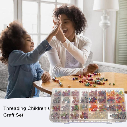 Set creativ pentru copii accesorii mărgele confecționare brățări colorate 900 de piese 13 X 26 X 2.5 cm Multicolor