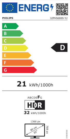 Philips Smart Τηλεόραση 32" HD Ready LED PHS6009 HDR (2023) 32PHS6009/12