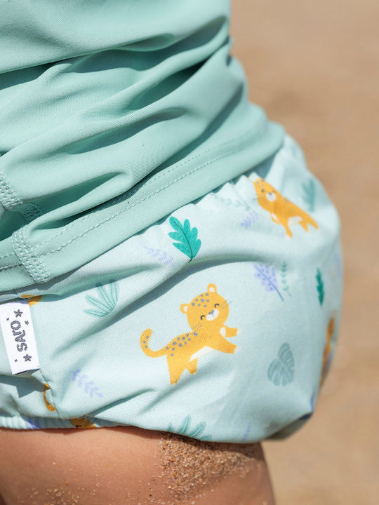 Saro Jungle Cheetahs Costum De Baie Pentru Copii Scutec De Înot Albastru Deschis