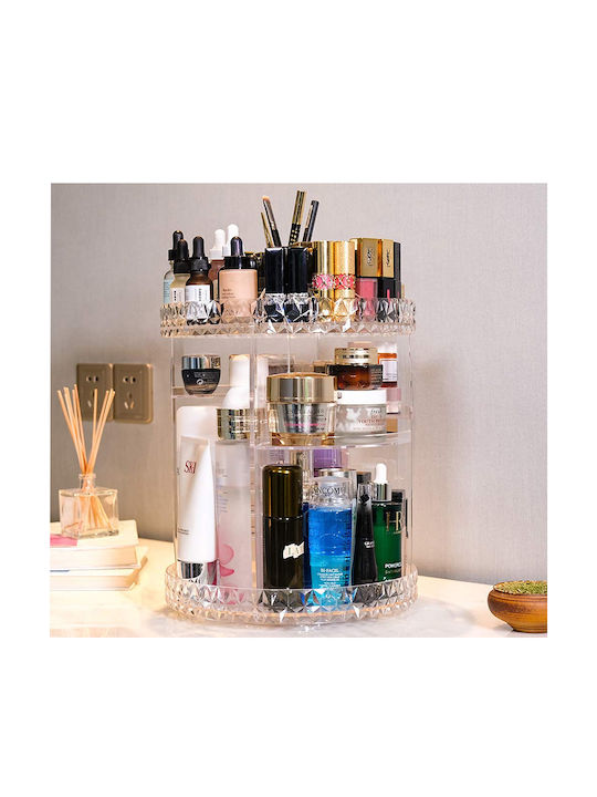 Organizator Rotativ De Cosmetice Cu Separatoare Transparent 28x21.5cm