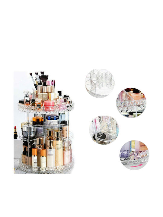 Organizator Rotativ De Cosmetice Cu Separatoare Transparent 28x21.5cm