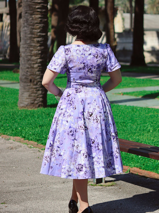 Vintage Midi Dress Lilac