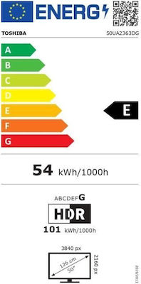 Toshiba Smart Τηλεόραση 50" 4K UHD LED 50UA2363DG HDR (2023)