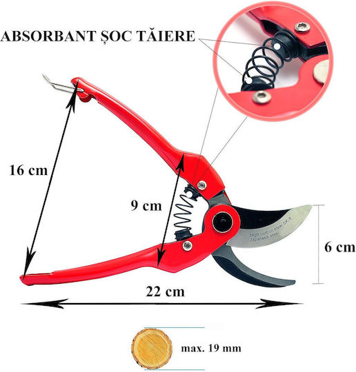 Xtline Pruning Shears Type Ratchet Length 22cm with Maximum Cutting Diameter 19mm