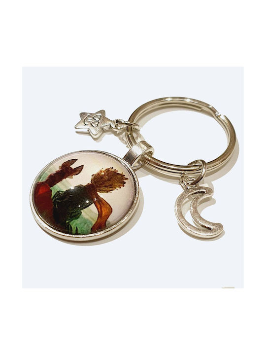 Keyring Art Keyring Little Prince and Fox Metal and Liquid Glass