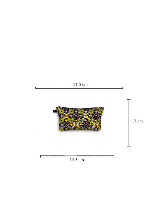 Women's Bag - Geometric Design Toiletry Bag in Yellow, Purple Waterproof Polyester - 4901833103061