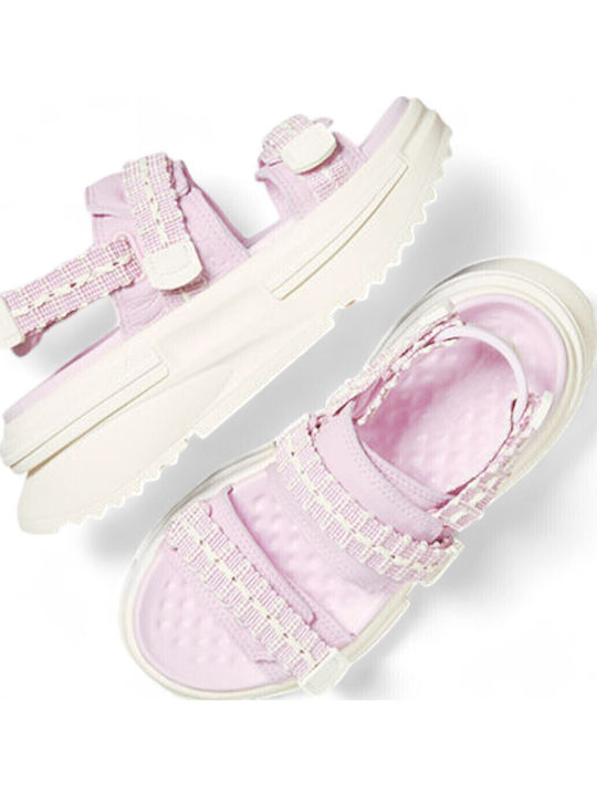 Sandale Casual Damă Flatforme Violet Din Piele