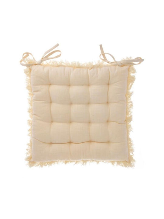 100% Cotton Chair Cushion 40x40cm Beige