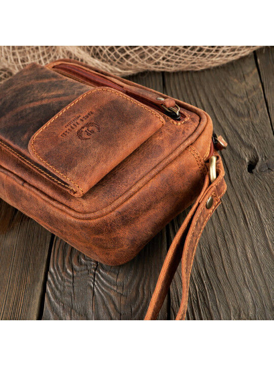 Leather Men's Bag Handbag Brown