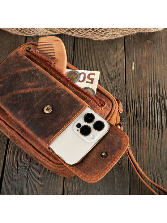Leather Men's Bag Handbag Brown