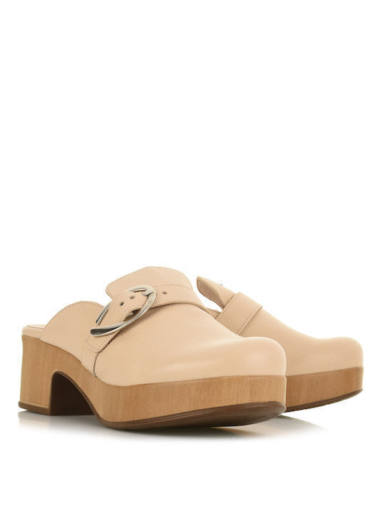 Wonders Heel Mules Beige