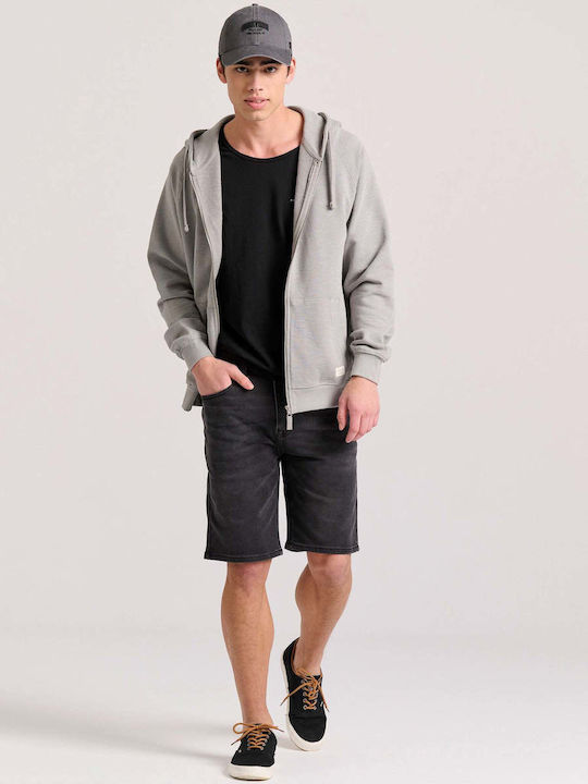 Funky Buddha Herren Sweatshirt Jacke mit Kapuze und Taschen Gray