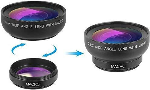 Zoom Lens Phones Tablets Zola 0.45x 12.5x Macro Clip 7x3x5 Cm Black