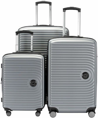 Dream House Travel Suitcases Hard Silver with 4 Wheels Set 3pcs