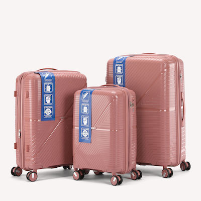 RCM Βαλίτσες Ταξιδιού Ροζ-χρυσό με 4 Ρόδες