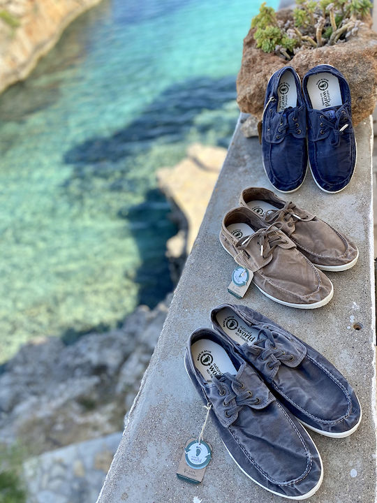 Men's Synthetic Leather Boat Shoes Blue