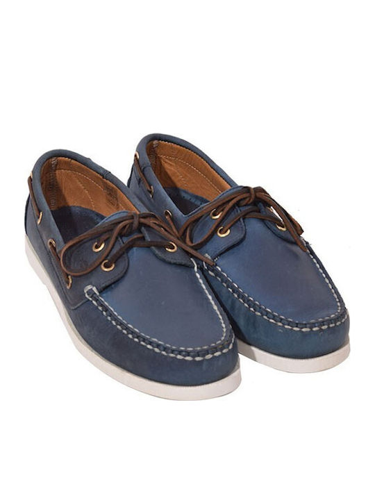 Δερμάτινα Ανδρικά Boat Shoes σε Μπλε Χρώμα