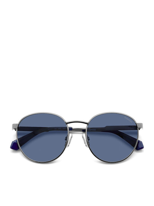 Polaroid Στρογγυλά Παιδικά Γυαλιά Ηλίου με Polarized Φακό Ασημί για 7-11 Ετών