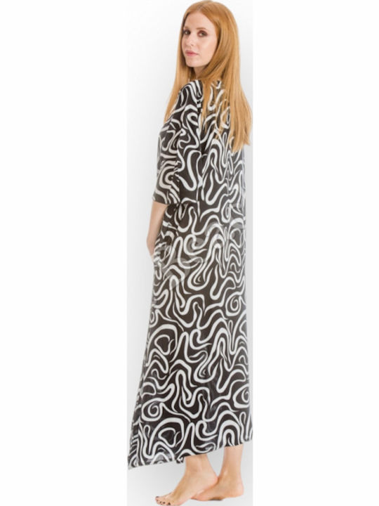 Damen Kurzarmkleid 359rima Schwarz und Weiß