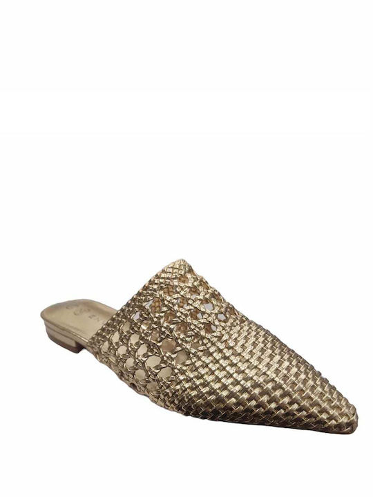 Envie Shoes Leder Mules mit Absatz in Gold Farbe