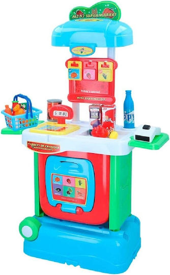 2 In 1 Supermarket Trolley Set Zola 34 Pieces Blue Red