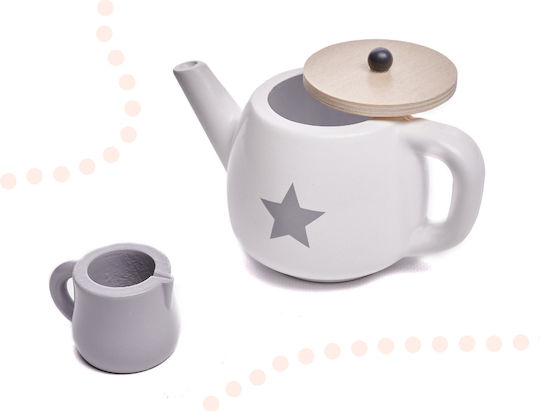 Children's Wooden Tea Set Zola Montessori Role Play Accessories Included Cream Brown