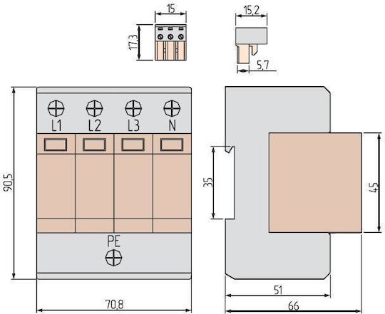 Simet 4-Poles Panel Push Switch 125A