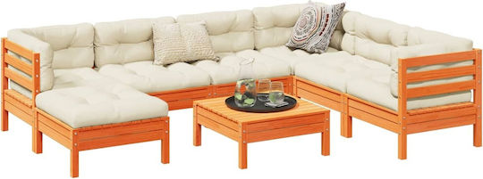vidaXL Garden & Outdoor Furniture Set 8 Pieces Brown with Pillows