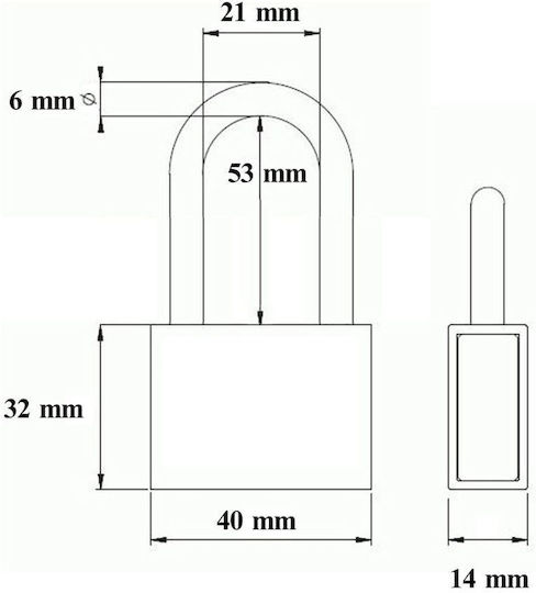 Blossom Alamă Lăcăt Potcoavă cu cheie 40mm 1buc