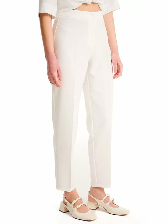 High-Waisted White Skinny Pants