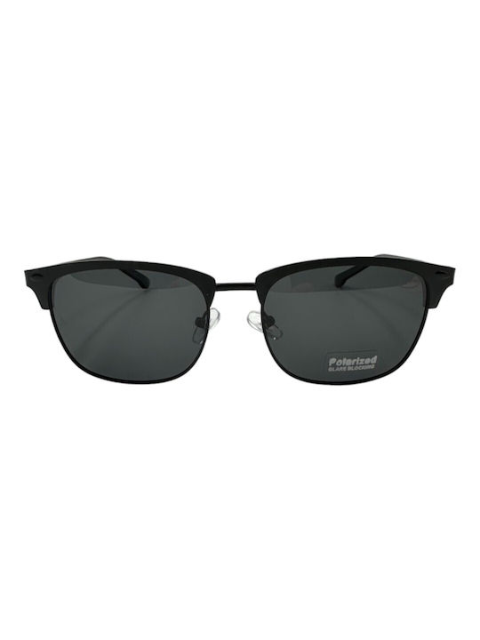 V-store Sunglasses with Black Metal Frame and Black Polarized Mirror Lens POL80504-01