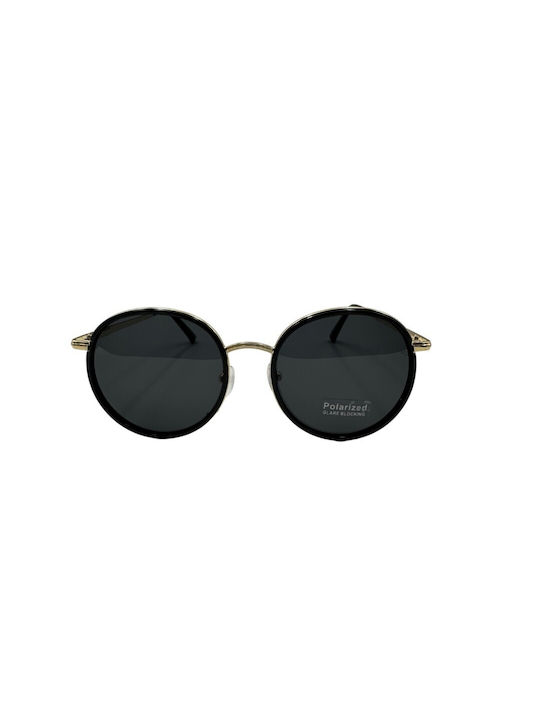 V-store Sunglasses with Black Frame and Black Polarized Mirror Lens POL8299GOLD