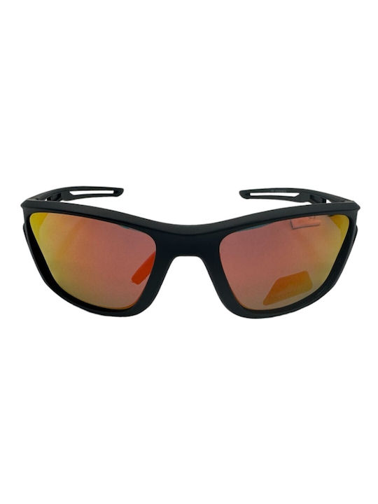 V-store Sunglasses with Black Plastic Frame and Multicolour Polarized Mirror Lens POL3051-03