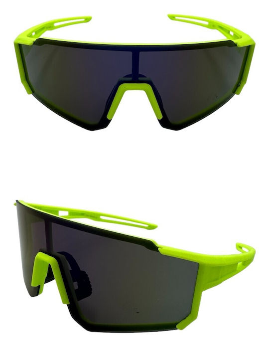 V-store Unisex Sunglasses with Green Plastic Frame and Gray Lens