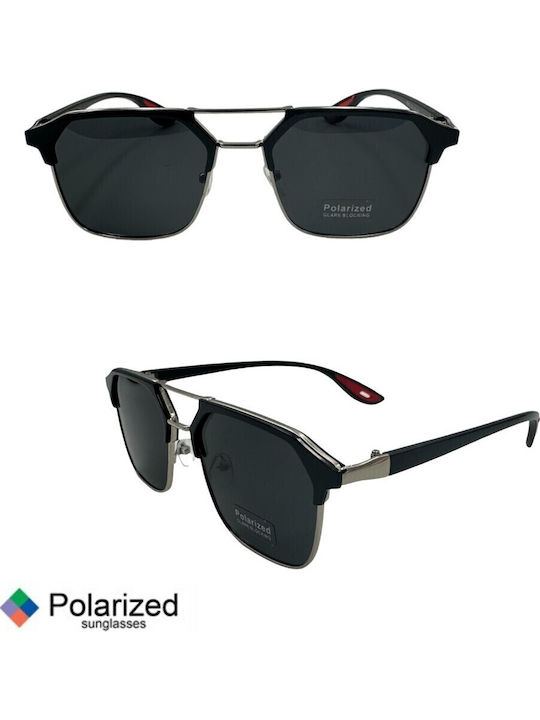 V-store Men's Sunglasses with Black Frame and Black Polarized Mirror Lens POL8360-04