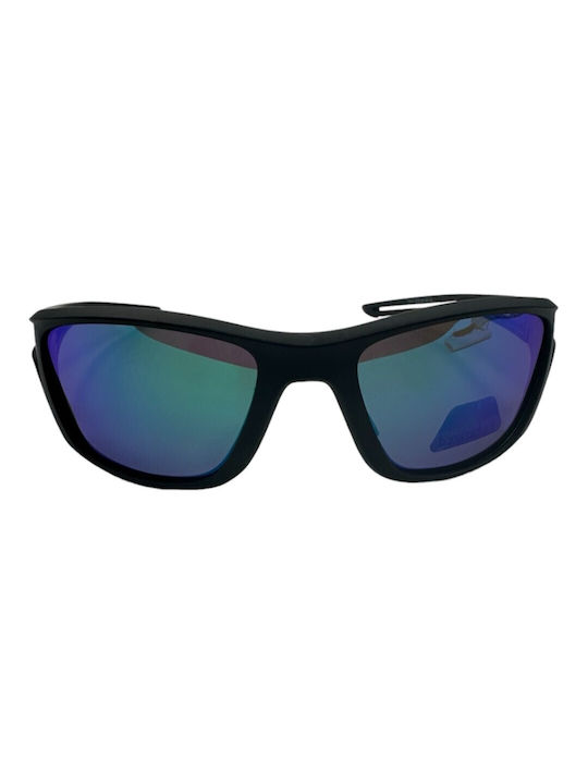 V-store Sunglasses with Black Plastic Frame and Blue Polarized Mirror Lens POL3051-04