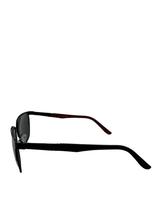 V-store Men's Sunglasses with Black Metal Frame and Black Polarized Mirror Lens POL7013-01