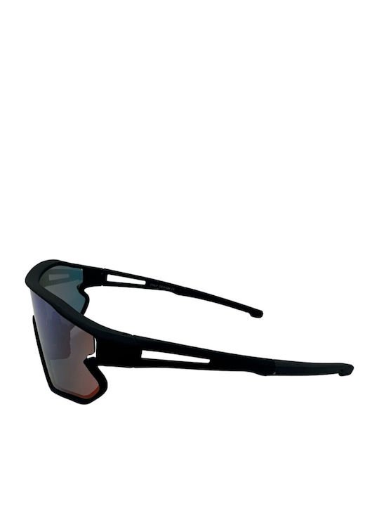 V-store Unisex Sunglasses with Black Plastic Frame and Purple Mirror Lens 9802-03