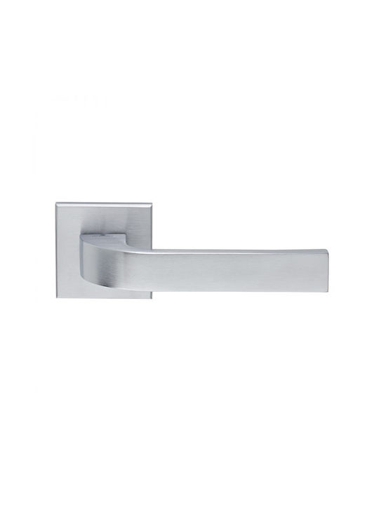 Door Handle 376 Zogometal Type Cylinder Lock Left Piece Plate Chrome Matte Zogometal Alloy Silver Plated