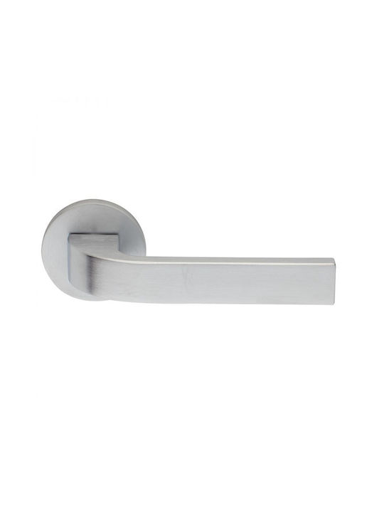 Door Handle 371 Zogometal Lock Type Cylinder Left Piece Rosette Plate Nickel Matt Pseudo Silver Alloy