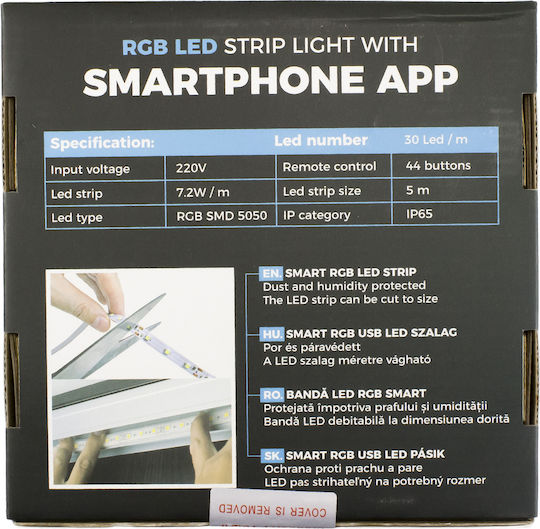 Sunshine Rezistent la apă Inteligent Bandă LED 12V RGB Lumină 5m Tip SMD5050 cu Telecomandă