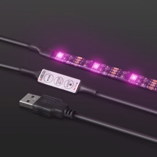 Αδιάβροχη Ταινία LED Τηλεόρασης USB 5V RGB Φως 1m Τύπου SMD5050 με Τροφοδοτικό