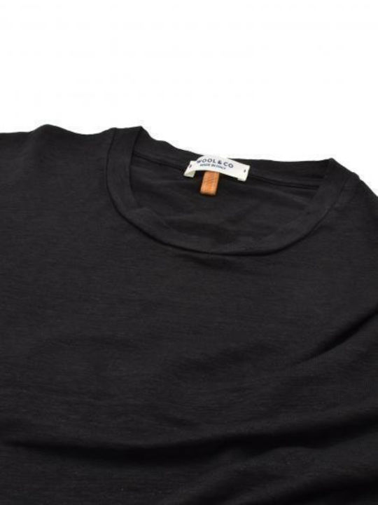 Wool & Co T-shirt Bărbătesc cu Mânecă Scurtă Black